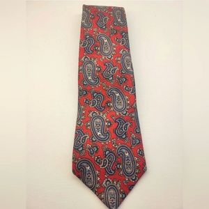 Vintage Via Manzoni Silk Tie Mens 100% Silk Red Blue Paisley